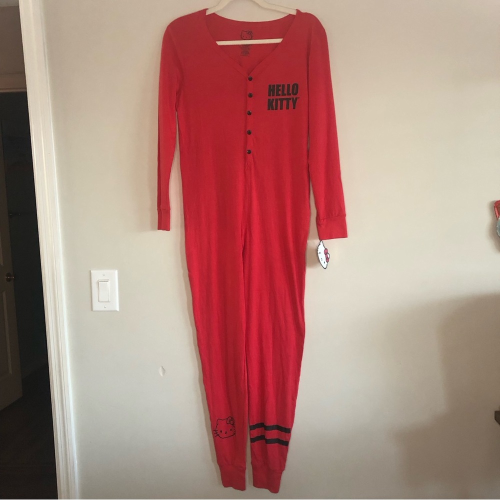 Sanrio Hello Kitty Onsie Pajama Junior Small Solid Red New With Tags
